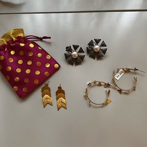 Set of three handmade earrings NWT!! Bag included